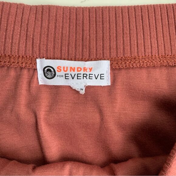 Sundry For Evereve Womens Soleil Ruched Ribbed Mini Skirt Mauve Pink | Medium - Picture 2 of 6